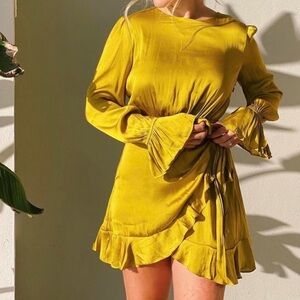 Mustard ruffle Women's Dress
